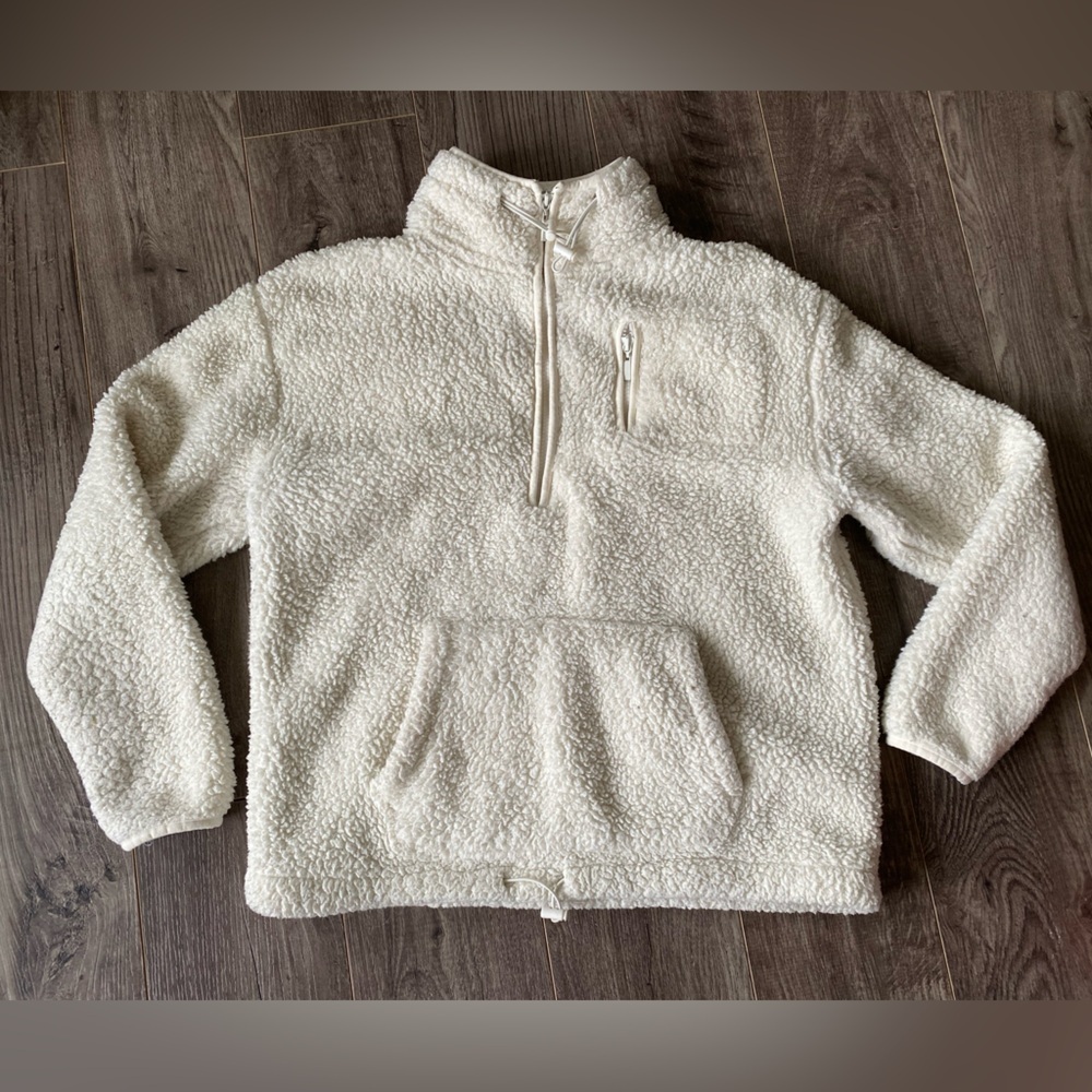 Harlow White 1/4 Zip Sherpa Pullover Sweater